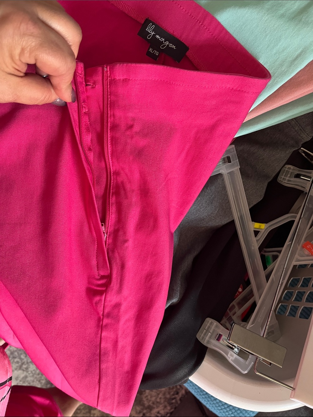 Womens Hot Pink Stretch Ponte Pants - Picture 4 of 4